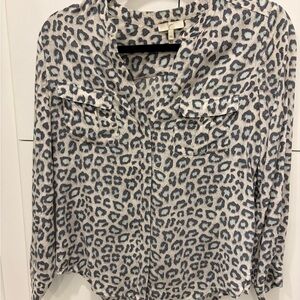 Joie Gray Leopard Print Blouse